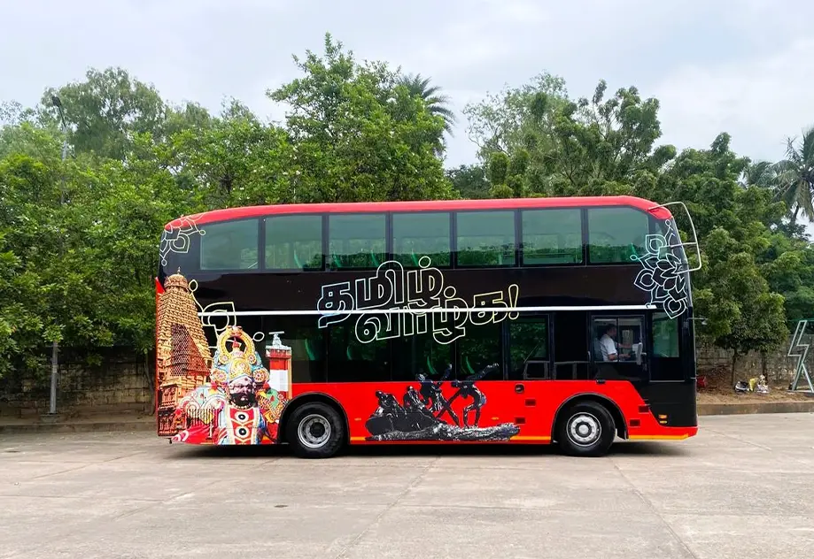 The bus wrap balances bold graphics, modern typography, and thoughtfully curated cultural elements, ensuring high visibility and strong visual impact while maintaining clarity across the vehicle’s unique double-decker form. Every design element was strategically placed to complement the vehicle’s architecture, resulting in a seamless and dynamic composition from every viewing angle.