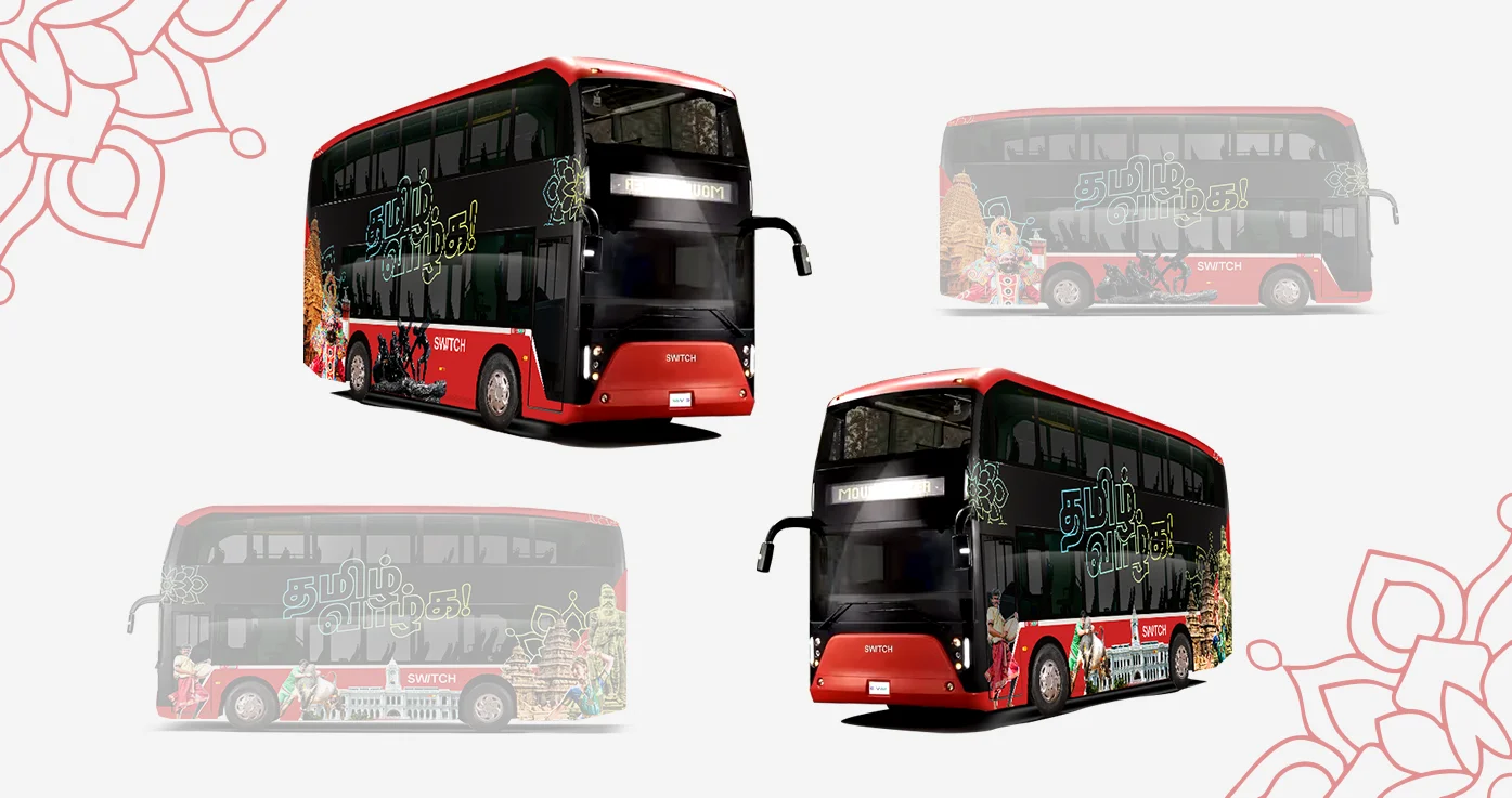 The bus wrap balances bold graphics, modern typography, and thoughtfully curated cultural elements, ensuring high visibility and strong visual impact while maintaining clarity across the vehicle’s unique double-decker form. Every design element was strategically placed to complement the vehicle’s architecture, resulting in a seamless and dynamic composition from every viewing angle.
